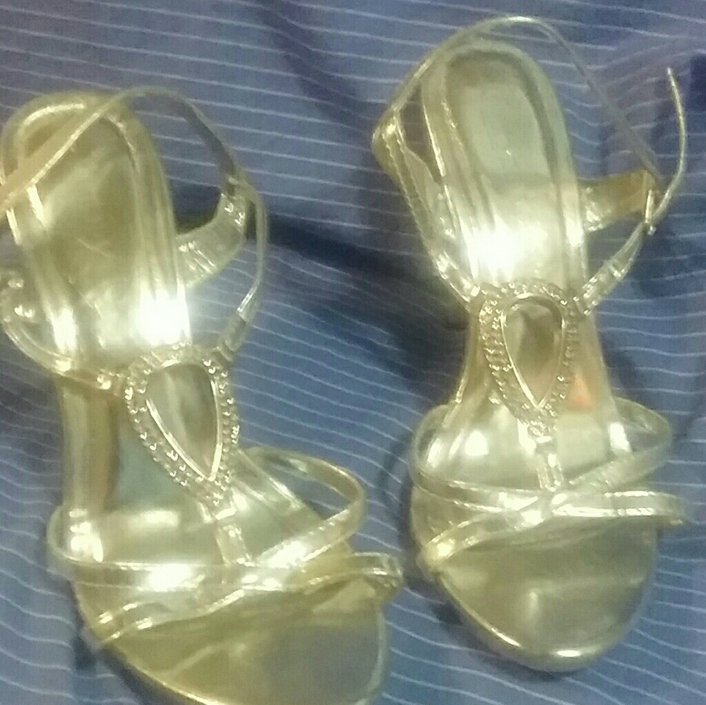 silver strap heels